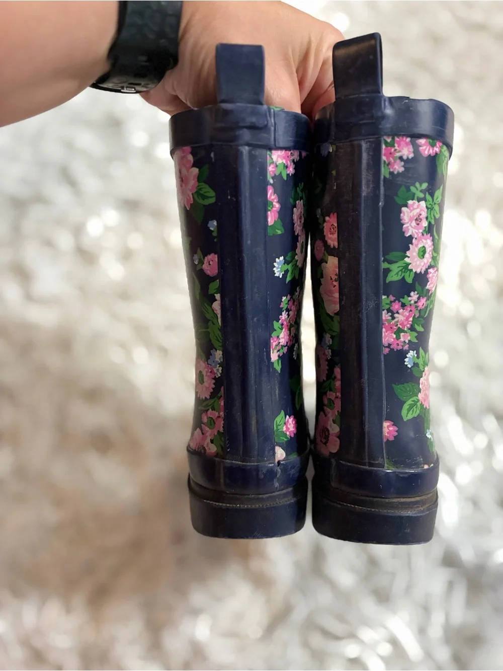Janie & Jack Merchant Marine Floral Spring Rain Boot Navy Blue Toddler Girls 7